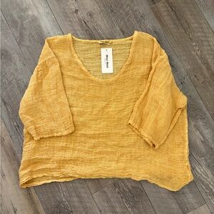 Mao Made Lightweight Scoop-Neck Tunic in Mustard Yellow